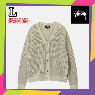 ステューシー(STUSSY)のStussy LOOSE GAUGE CARDIGAN 白 L(カーディガン)