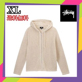 ステューシー(STUSSY)のStussy MESH ZIP HOODIE 白 XL(パーカー)