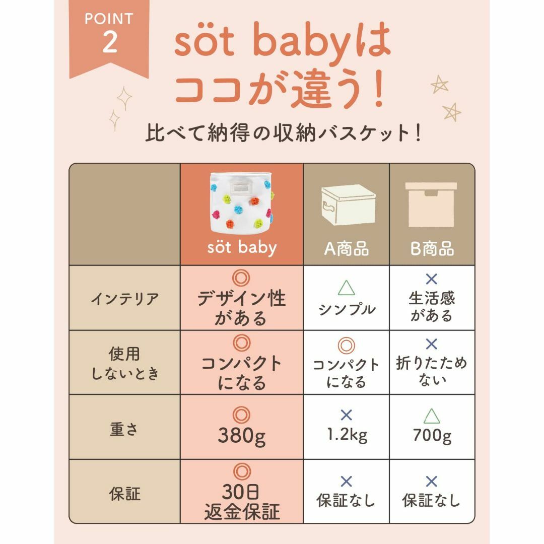 【色: カラフル】söt baby（ソットベイビー）【インテリアアドバイザー推薦 インテリア/住まい/日用品のインテリア小物(バスケット/かご)の商品写真