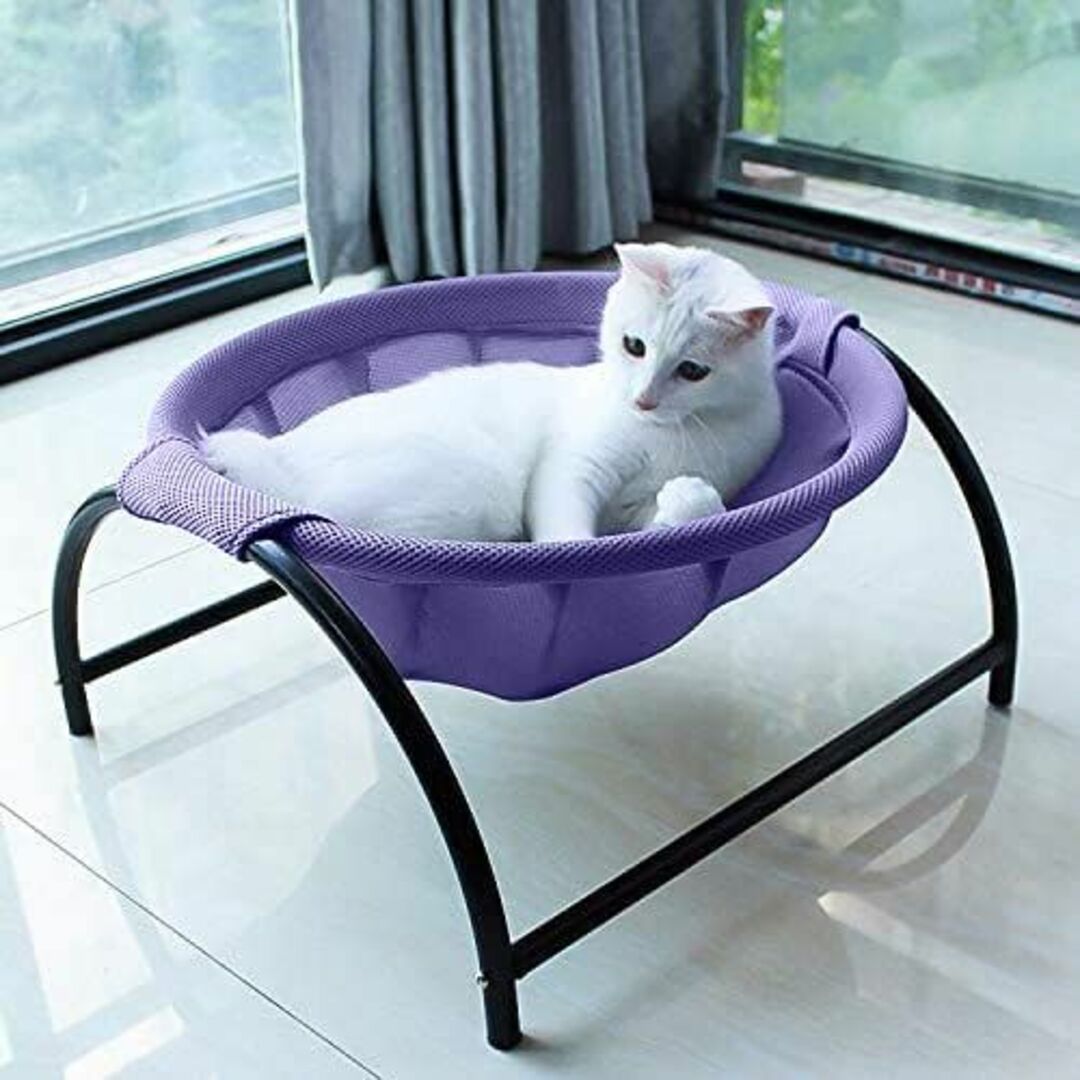 【色: パープル】JUNSPOW 猫ベッド ペットハンモック 犬猫用ベッド 自立