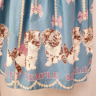 642【130】シャーリーテンプル　子猫ジャンバースカート　ワンピース　ブルー