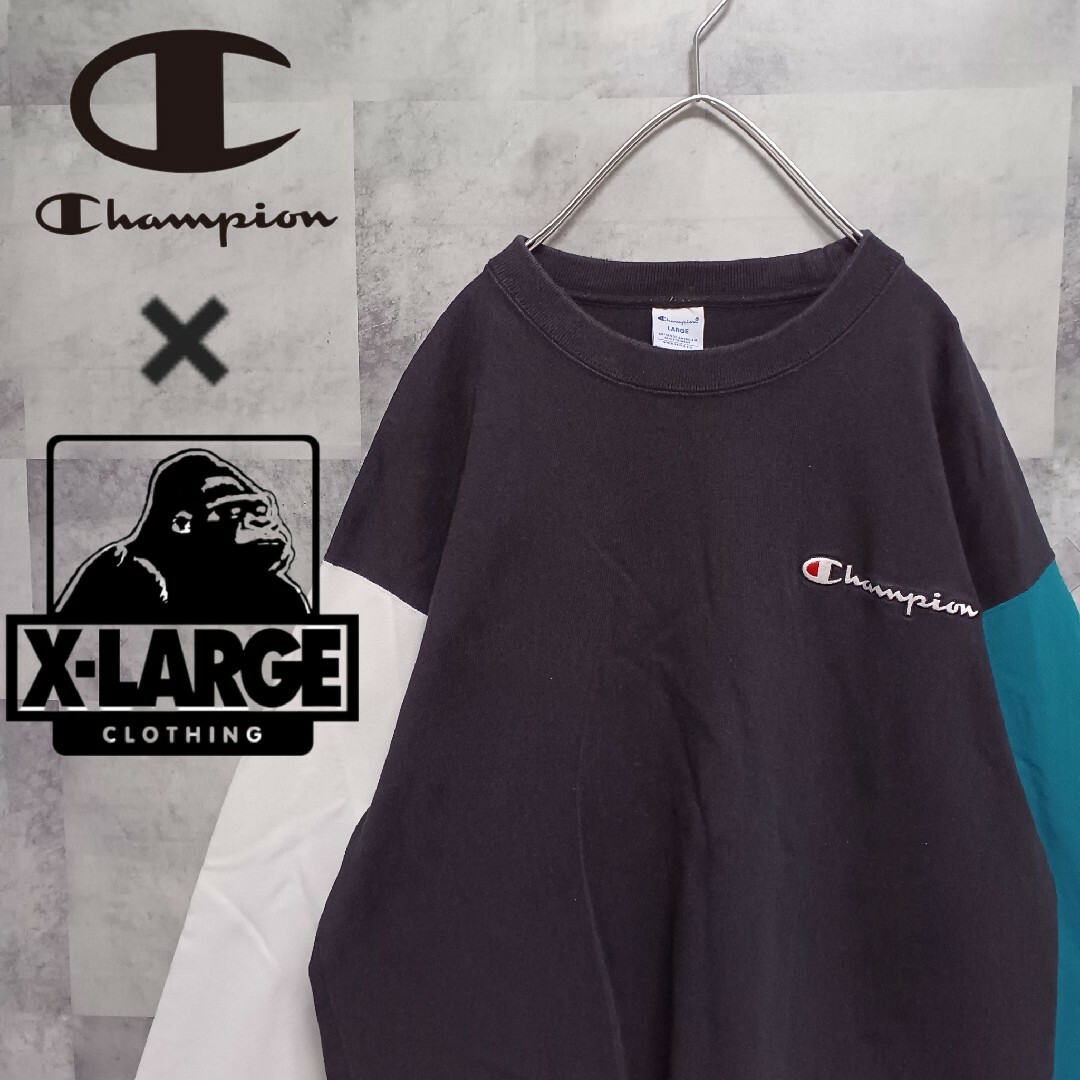 メンズ✨希少✨ XLARGE×Champion コラボスウェットトレーナー L 黒