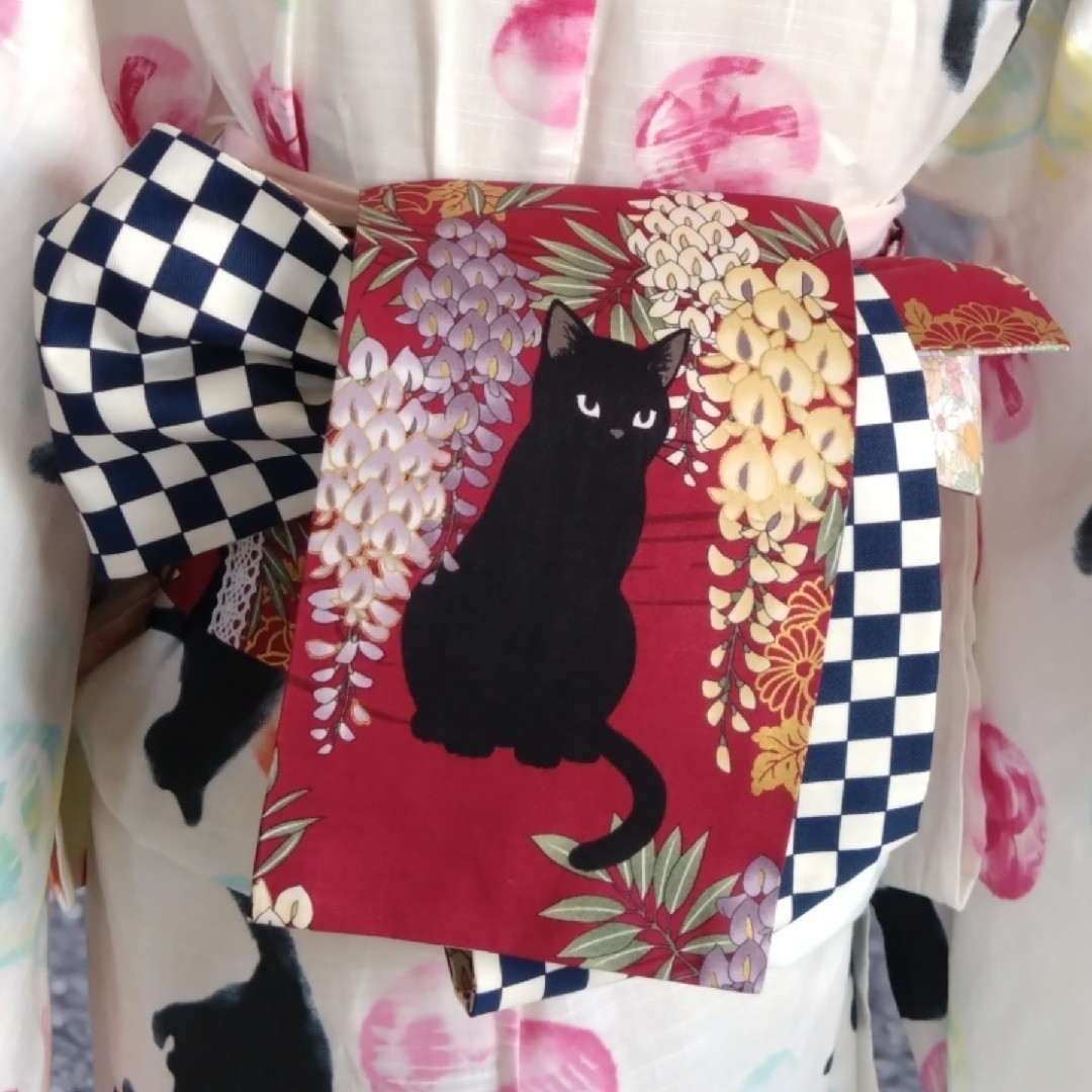 帯ベルト✨猫柄✨リバーシブル - 着物
