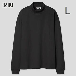 ユニクロ(UNIQLO)のユニクロＵ　モックネックプルオーバー（長袖）Ｌ　BLACK(Tシャツ/カットソー(七分/長袖))