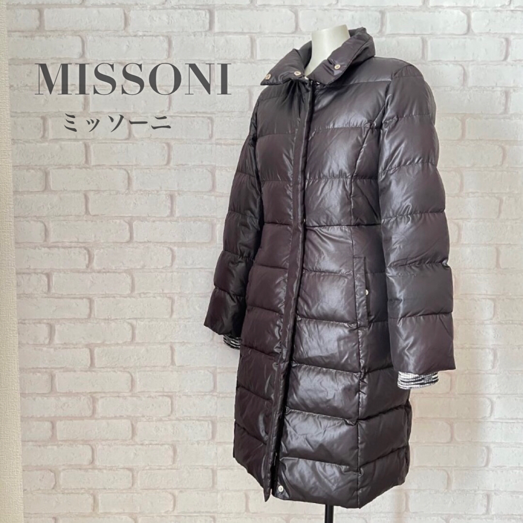 MISSONI(ミッソーニ)の182 ミッソーニ MISSONI ダウン コート ロング 黒 サイズ38  レディースのジャケット/アウター(ダウンコート)の商品写真