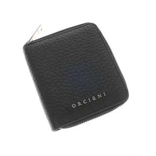 オルチアーニ ORCIANI シュリンクレザー ジップアラウンド 二つ折り財布 ブラック【メンズ】