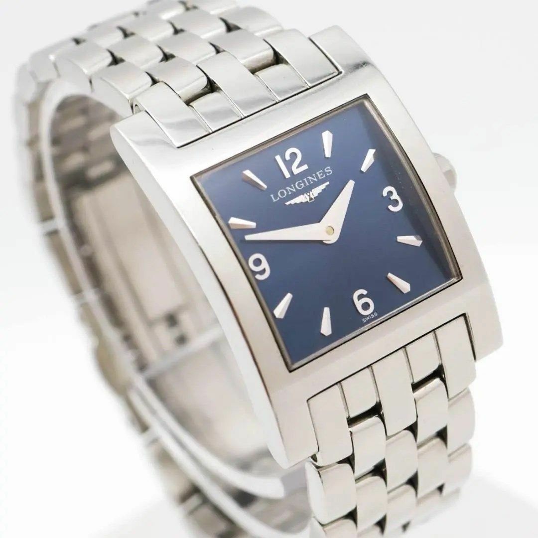 美品》LONGINES 腕時計 ブルー スクエア 高級感 レディース k-