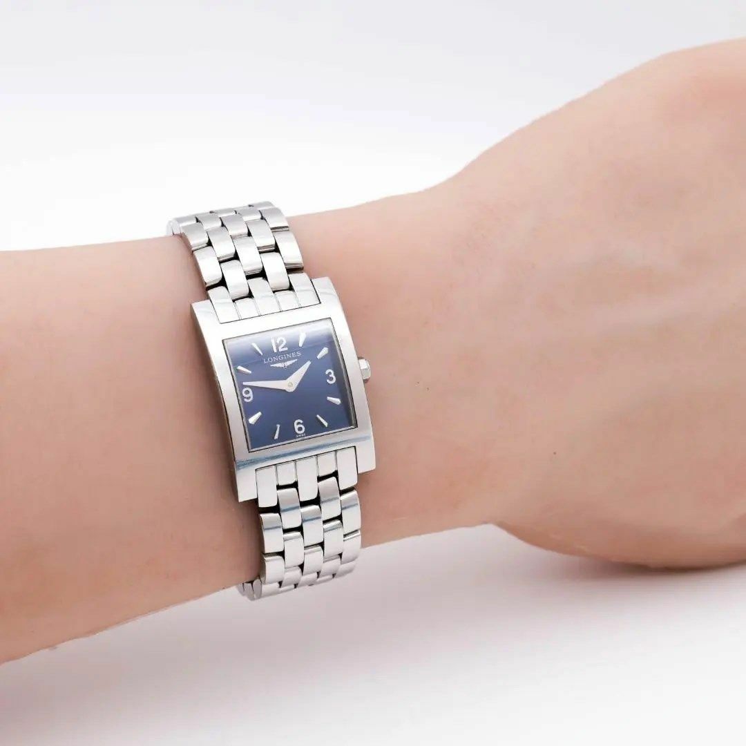 美品》LONGINES 腕時計 ブルー スクエア 高級感 レディース k-