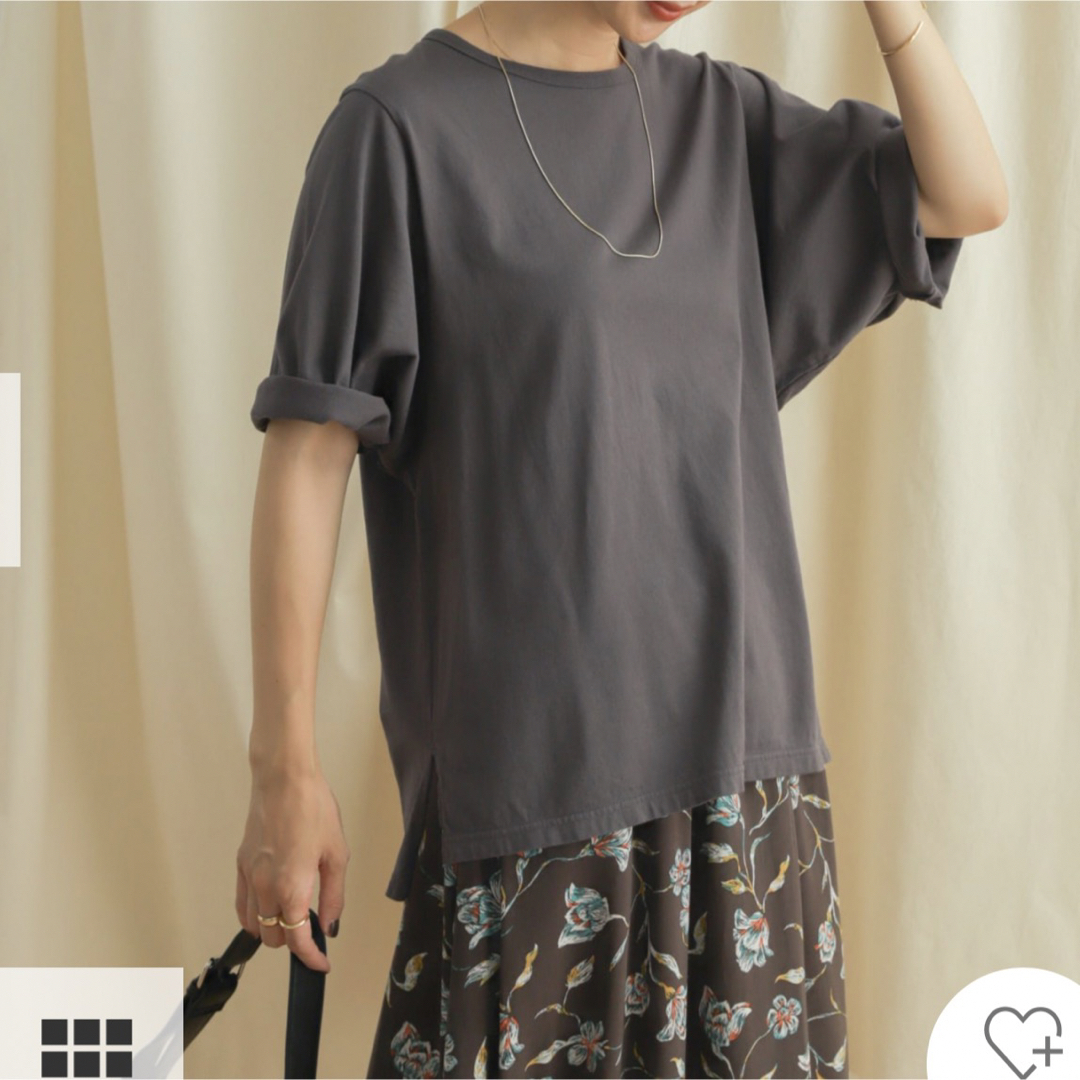 URBAN RESEARCH DOORS(アーバンリサーチドアーズ)のガーメントダイルーズTシャツ【チャコール】 レディースのトップス(Tシャツ(半袖/袖なし))の商品写真