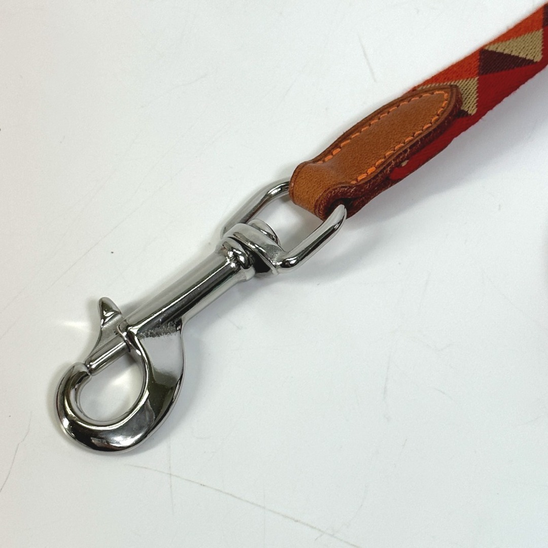 エルメス HERMES 犬用リード メドール スリム リード キャンバス/レザー B刻 ダーク・アイリッシュ レッド 美品 エルメス HERMES ドッグリード レザー/メタル オレンジ/ホワイト/シルバー ユニセックス 送料無料 e56939g
