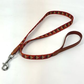 エルメス(Hermes)のエルメス HERMES 犬用リード メドール スリム リード キャンバス/レザー B刻 ダーク・アイリッシュ レッド 美品(犬)