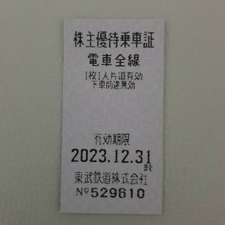 東武鉄道　株主優待乗車証　株主優待乗車券　1枚(鉄道乗車券)