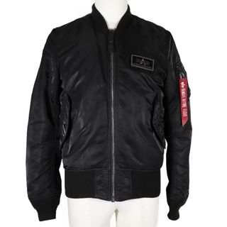 アルファインダストリーズ(ALPHA INDUSTRIES)の【ALPHA INDUSTRIES】アルファ インダストリーズ MA-1 フライトジャケット バックエンブレム TA0112-001 ナイロン 黒 メンズ ブルゾン(ブルゾン)