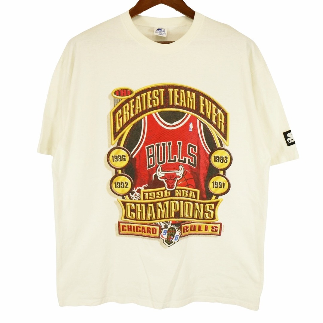 約24cmUSA製 STARTER スターター NBA シカゴ ブルズ 半袖Ｔシャツ シングルステッチ スポーツ バスケ 丸首 ホワイト (メンズ L)   O3923