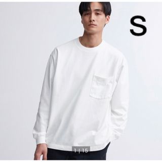 ユニクロ(UNIQLO)の《新品》ユニクロ　ウォッシュコットンクルーネックTシャツ（長袖）　ホワイト(Tシャツ/カットソー(七分/長袖))