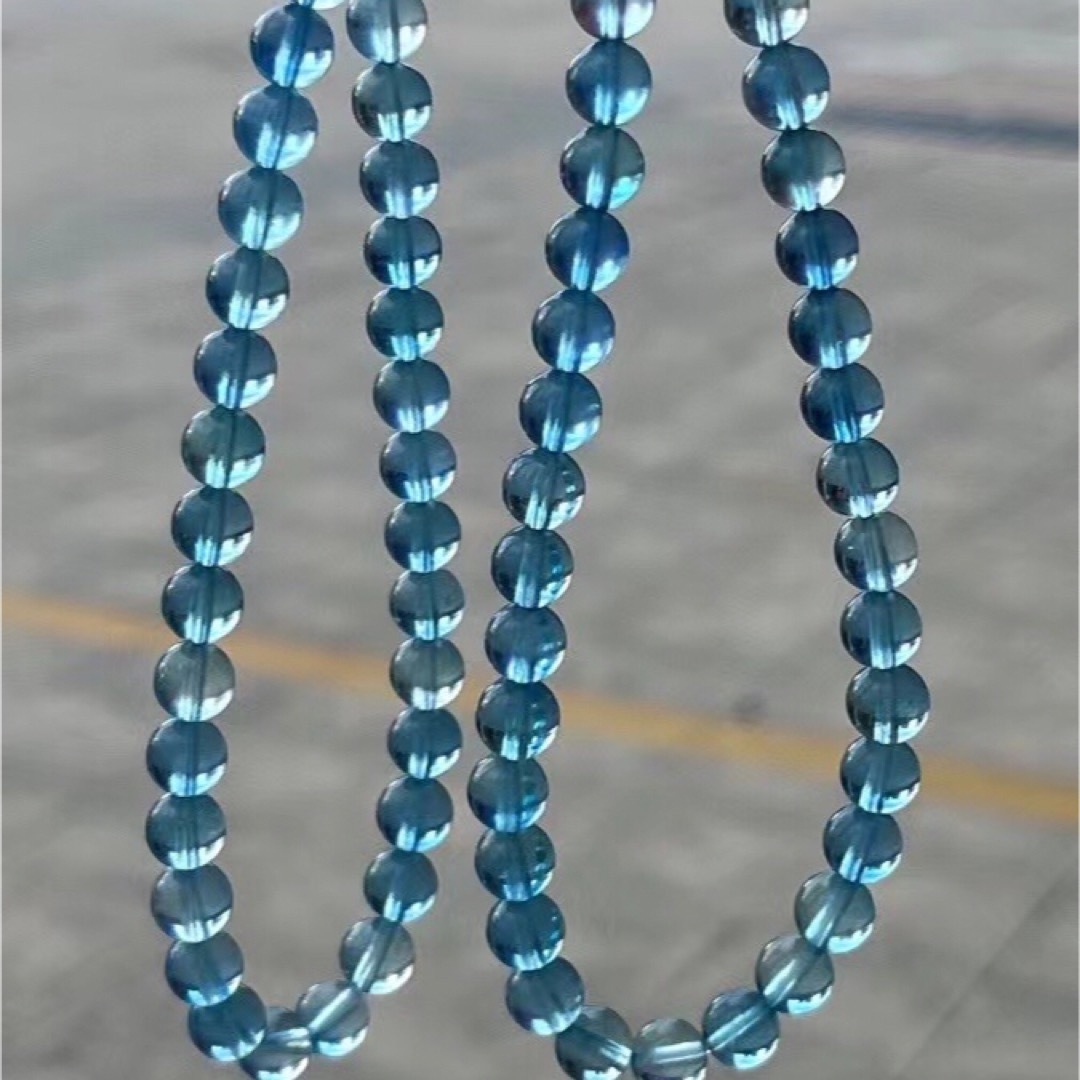 天然】アクアマリン ブレスレット 三連 6.9mm-