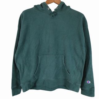 チャンピオン(Champion)のChampion チャンピオン リバースウィーブ フーディー パーカー 無地 ダークグリーン (メンズ XL) 中古 古着 O3955(パーカー)