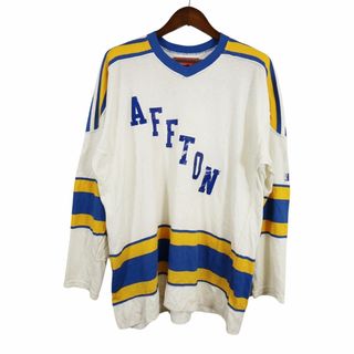 USA製 Rawlings AFFTON 長袖Ｔシャツ Vネック ゲームシャツ スポーツ ホワイト (メンズ 48) 中古 古着 O3964(Tシャツ/カットソー(七分/長袖))