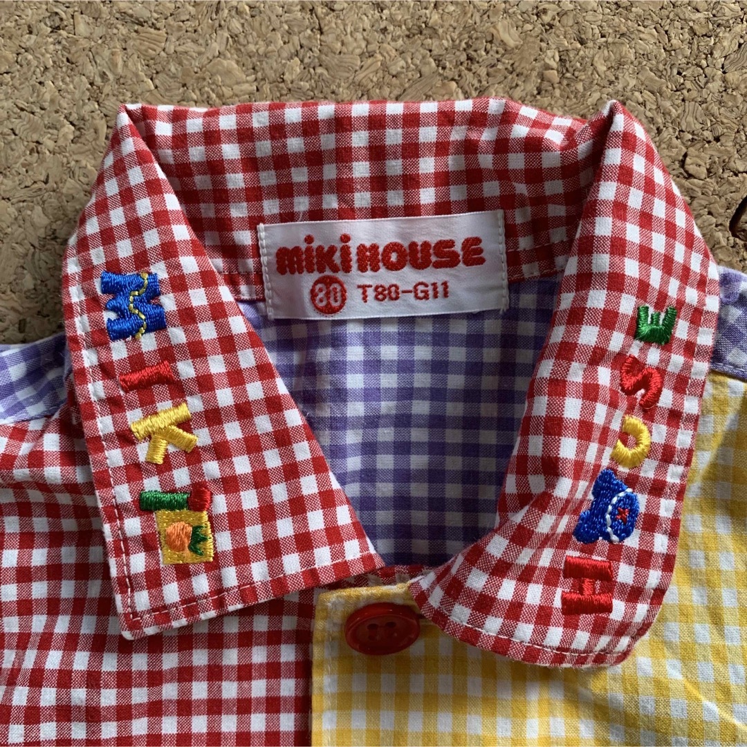 mikihouse(ミキハウス)のMIKI HOUSE ミキハウス 日本製  ・半袖　チェック　シャツ キッズ/ベビー/マタニティのベビー服(~85cm)(シャツ/カットソー)の商品写真