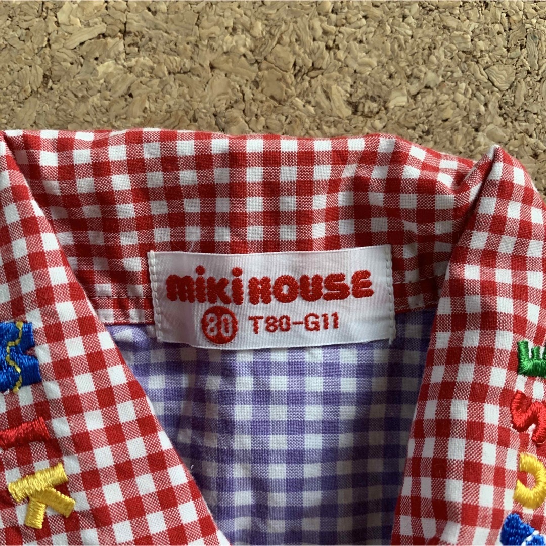mikihouse(ミキハウス)のMIKI HOUSE ミキハウス 日本製  ・半袖　チェック　シャツ キッズ/ベビー/マタニティのベビー服(~85cm)(シャツ/カットソー)の商品写真
