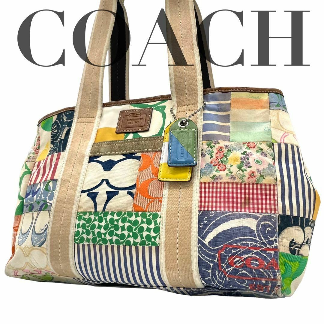 希少　coach ハンドバッグ　トートバッグ　パッチワーク　ハンプトンズ　コーチ