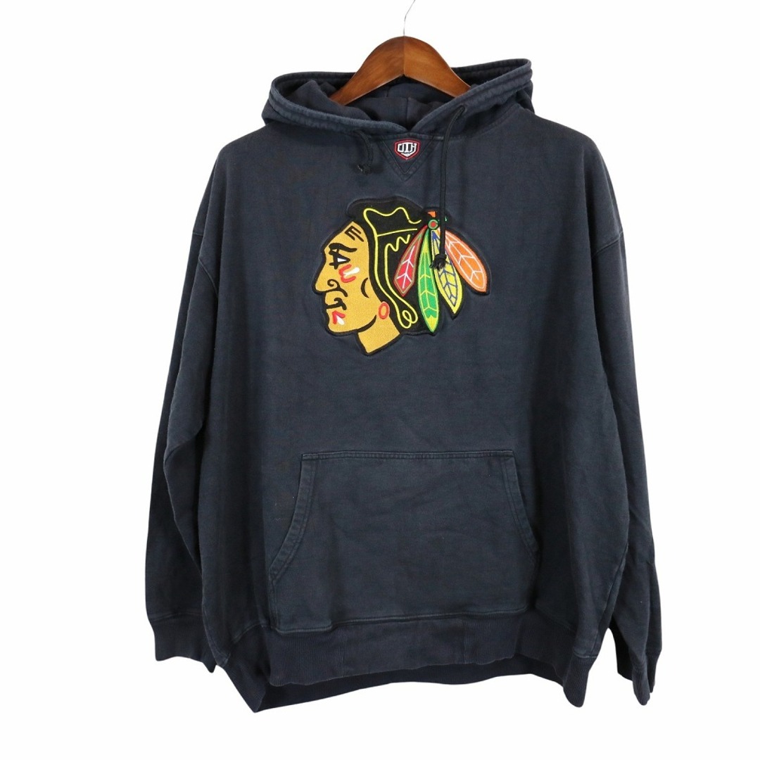 NHL シカゴ・ブラックホークス パーカー プロチーム アイスホッケー ブラック (メンズ XL) 中古 古着 O3976 | フリマアプリ ラクマ