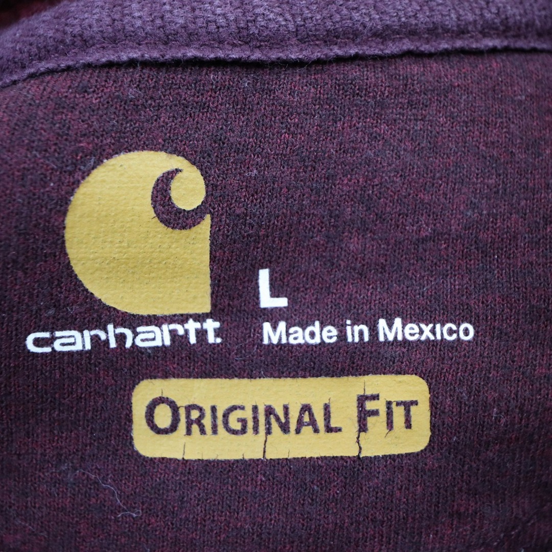 carhartt(カーハート)のCarhartt カーハート ワンポイントロゴパーカー 刺繍 フーディー ワインレッド (メンズ L) 中古 古着 O4014 メンズのトップス(パーカー)の商品写真