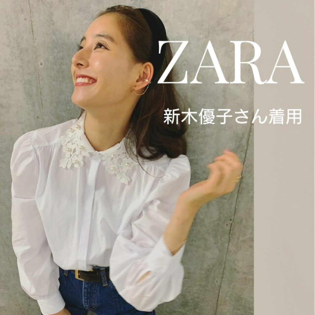 ZARA(ザラ)の新木優子さん着用 ZARA 襟レースブラウス レディースのトップス(シャツ/ブラウス(長袖/七分))の商品写真