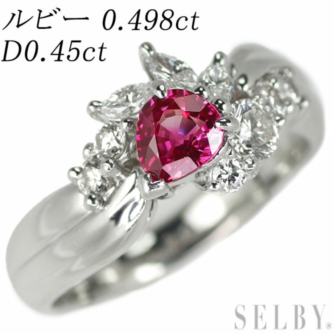 Pt900 ルビー ダイヤモンド リング 0.498ct D0.45ct