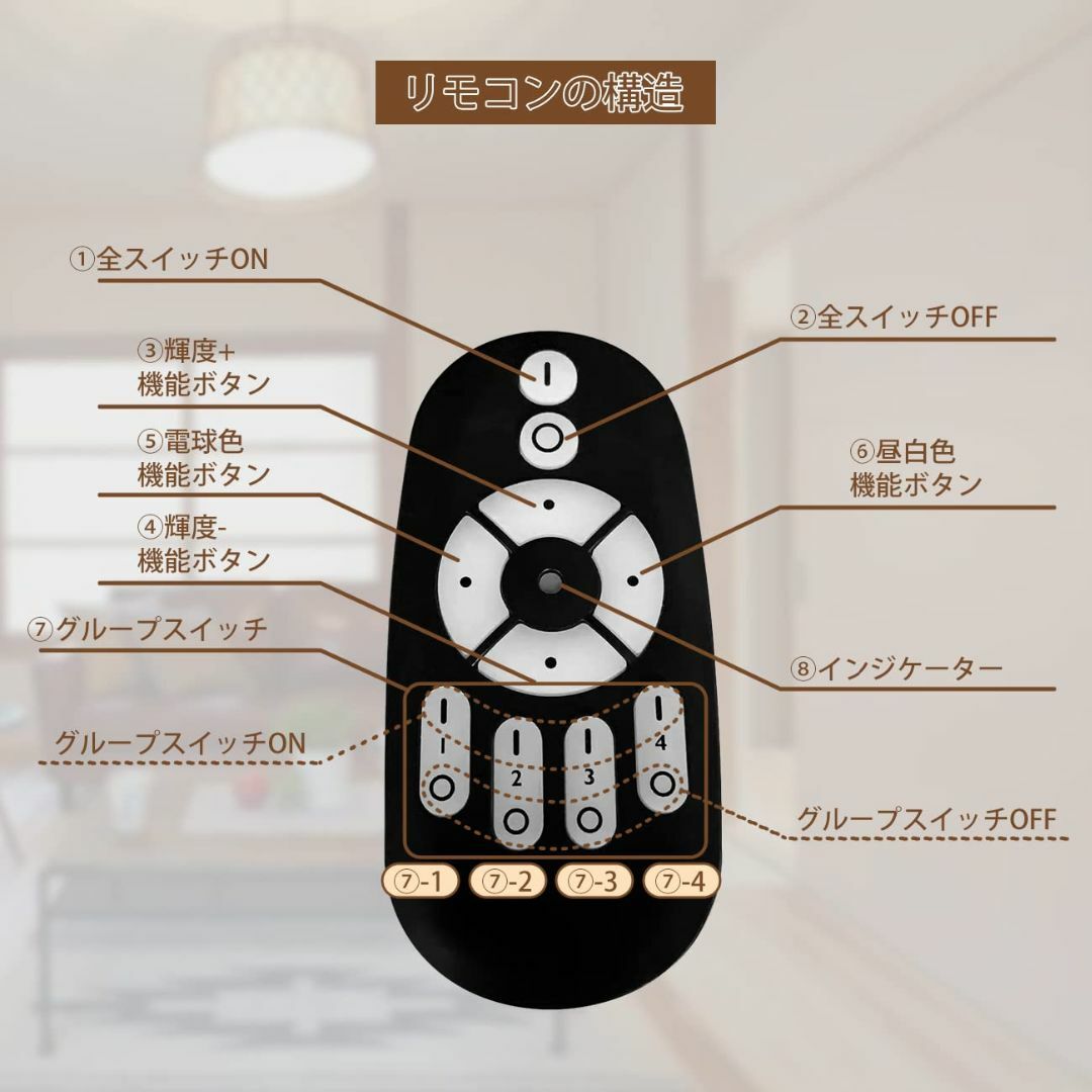 色: ブラック】PNRLUX シーリングライト 8畳 4灯 E26口金 消費電 - その他