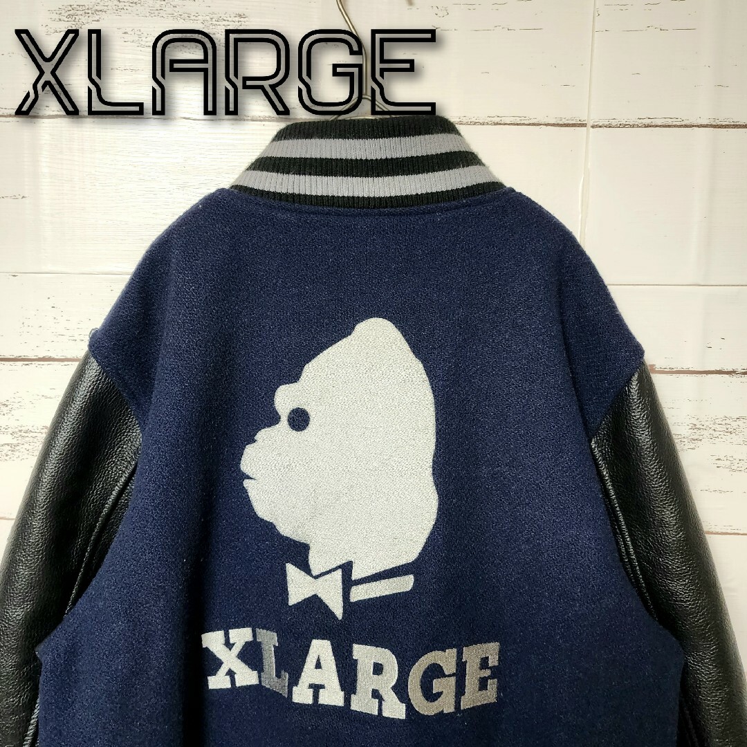 《超希少》XLARGE エクストララージ スタジャン 切替 レザー バックロゴのサムネイル