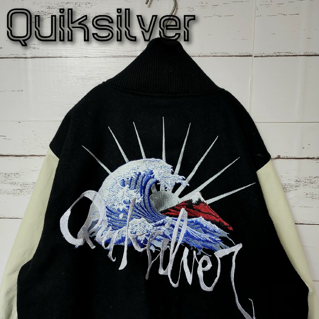 《超希少》Quiksilver クイックシルバー スタジャン 切替 レザー 富士