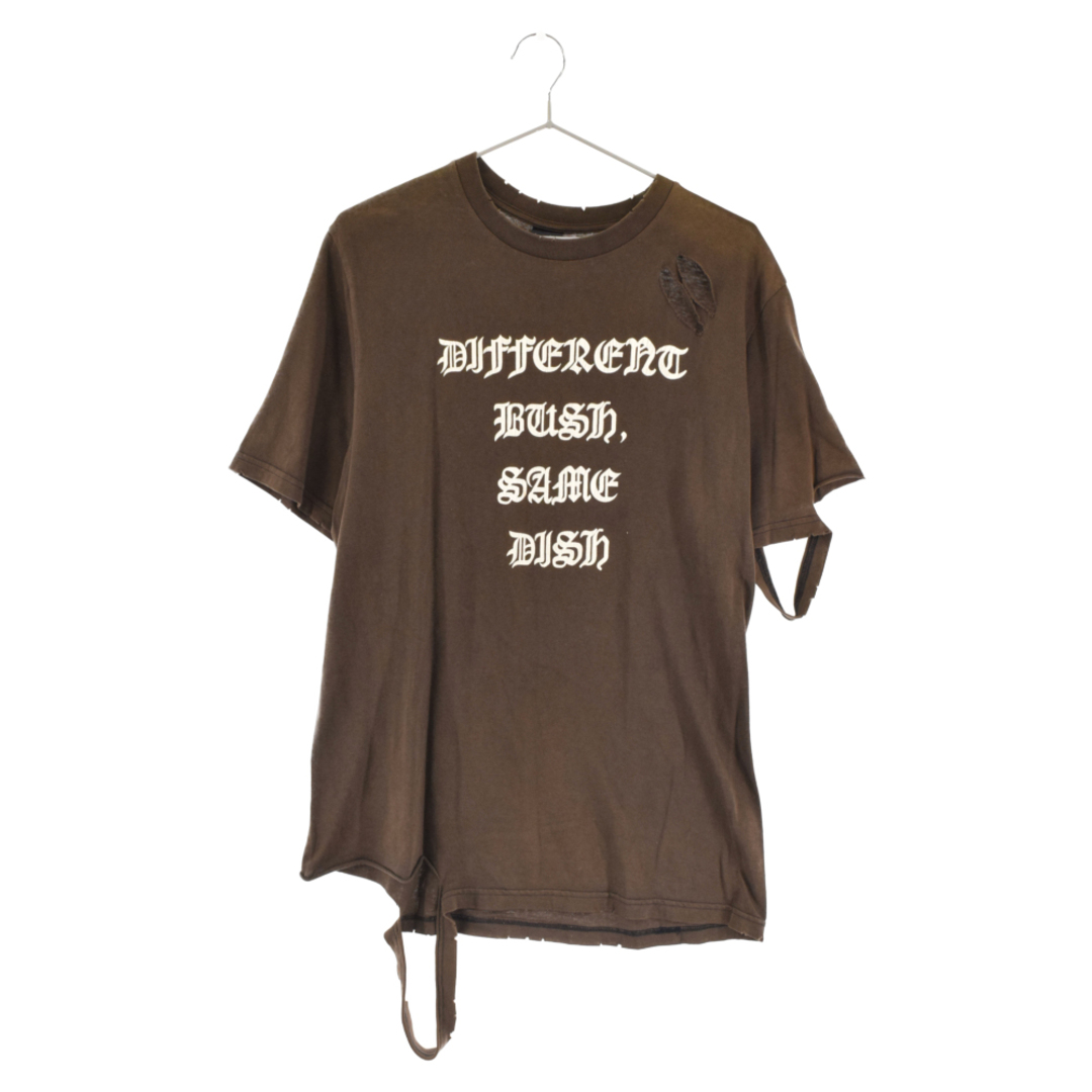 NUMBER (N)INE ナンバーナイン 04AW GIVE期 反戦 ダメージ加工 半袖Tシャツ カットソー ブラウン