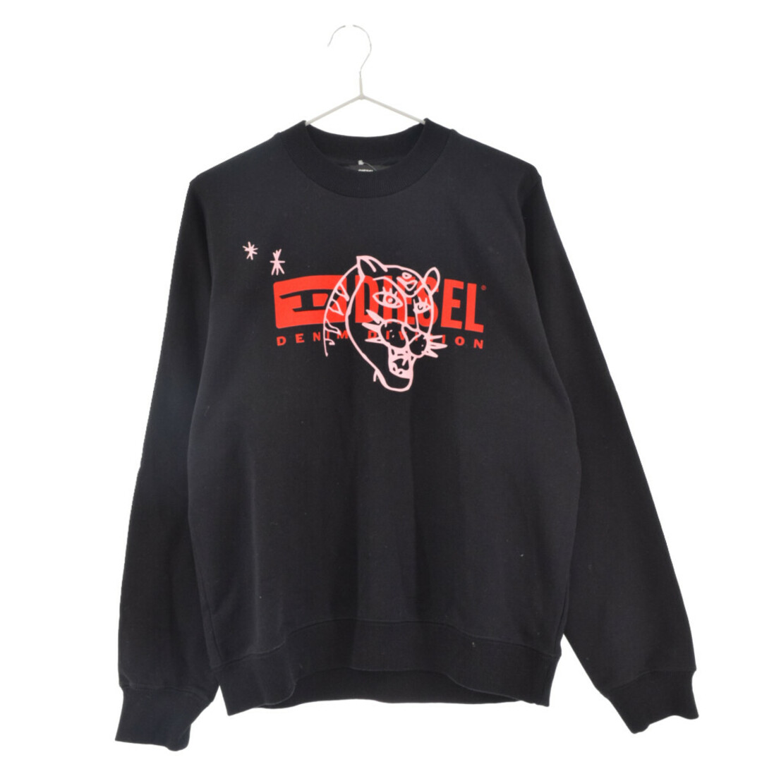 DIESEL ディーゼル Tiger Print Crewneck Sweatshirt タイガープリント クルーネックスウェットトレーナー ブラック