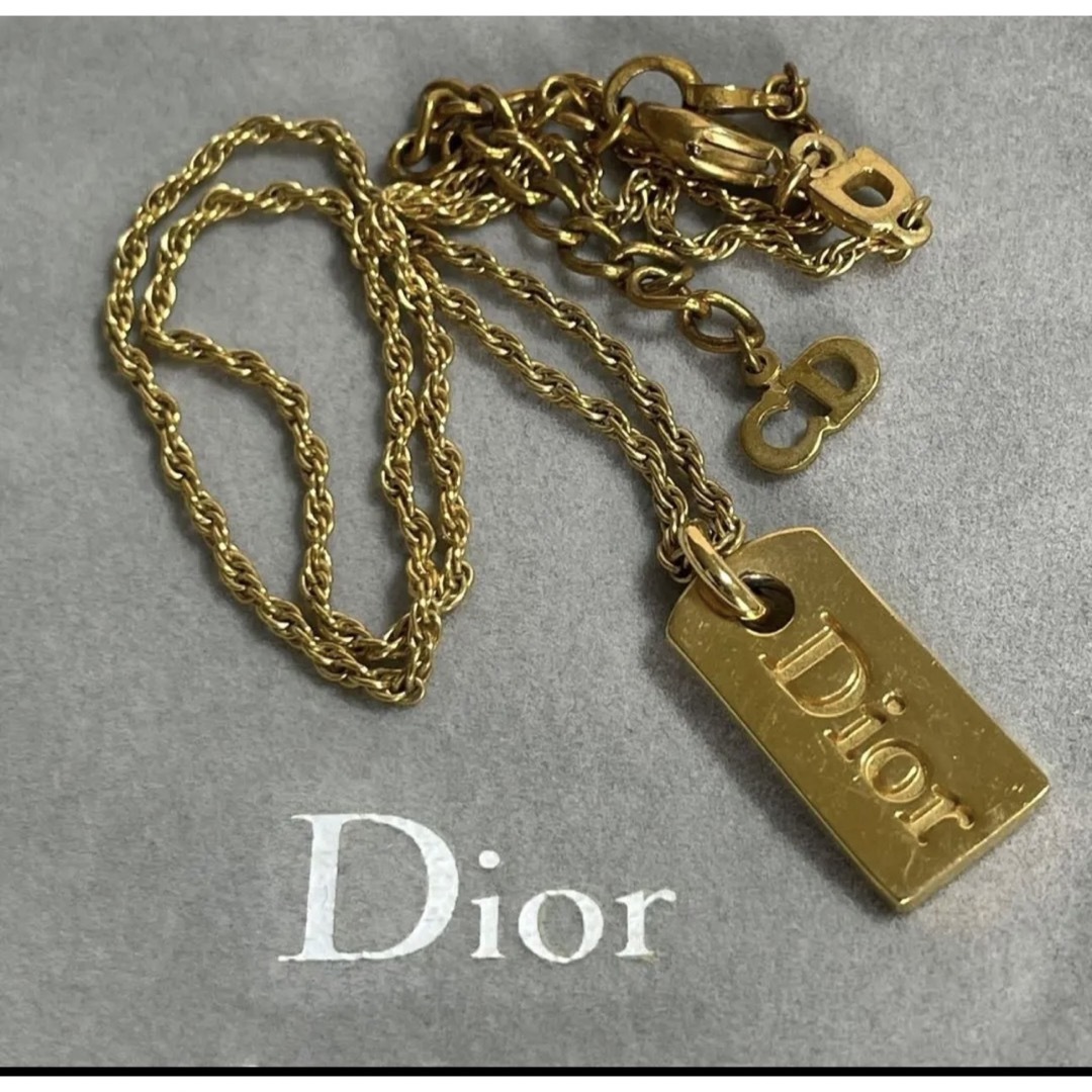 クリスチャンディオール ネックレス　Diorプレート　カラー ゴールド