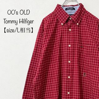 トミーヒルフィガー(TOMMY HILFIGER)のトミーヒルフィガー★00s★オールドトミー★長袖シャツ★チェック★レッド/赤★L(シャツ)