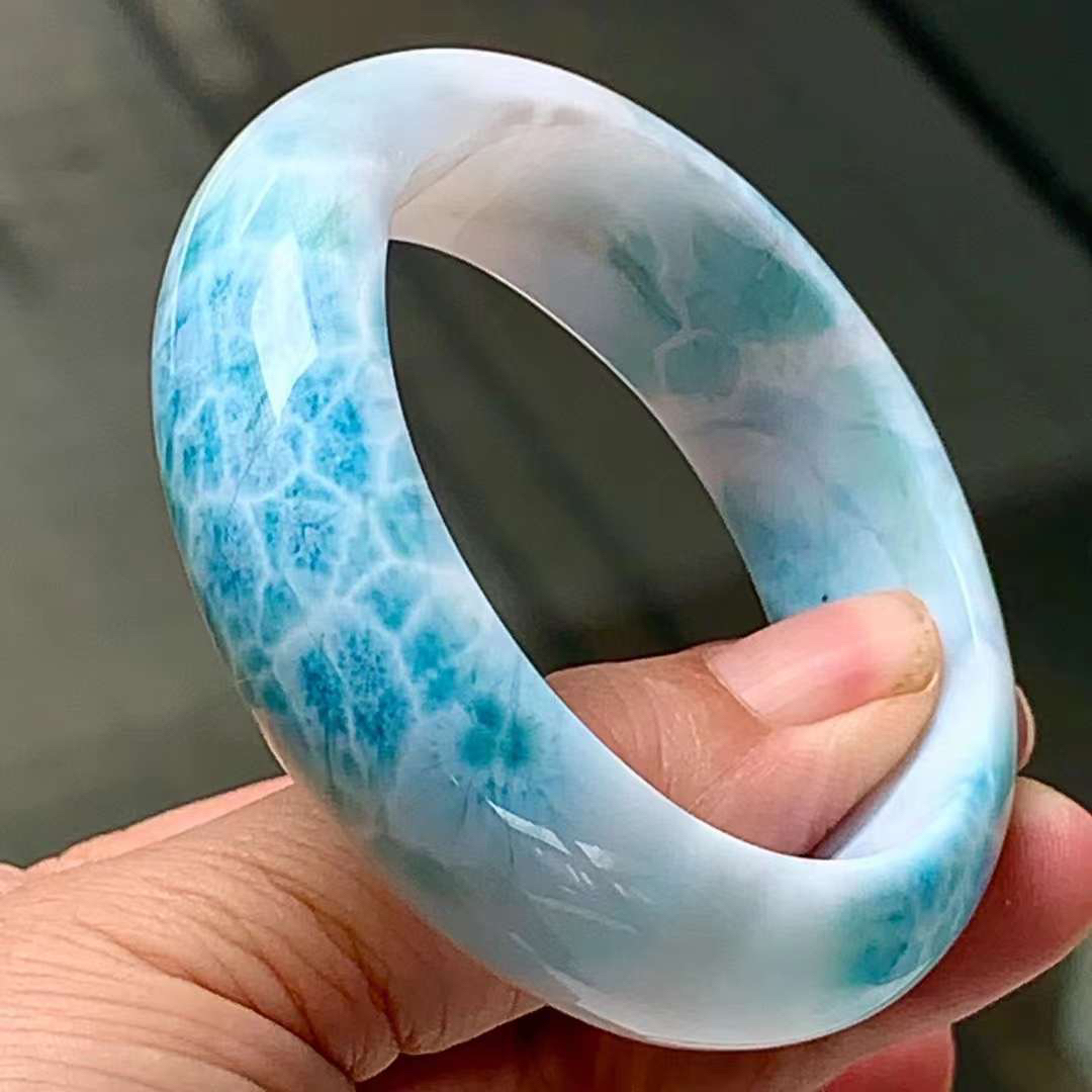 54mm 天然無処理 ラリマー バングル - ブレスレット/バングル