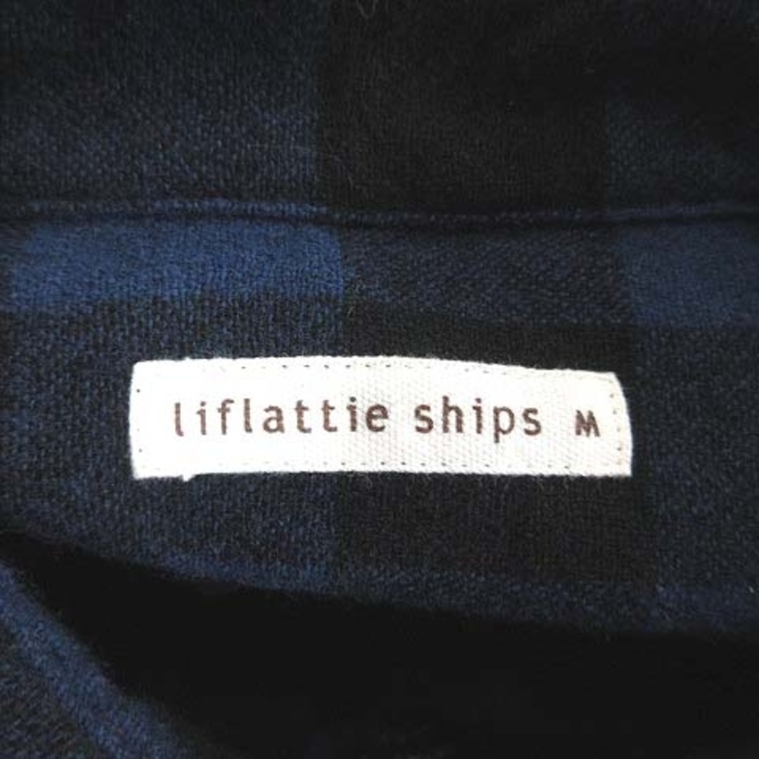 liflattie ships(リフラッティシップス)のリフラッティ シップス ネルシャツ 長袖 チェック ウール M 紺 黒 ■MO レディースのトップス(シャツ/ブラウス(長袖/七分))の商品写真