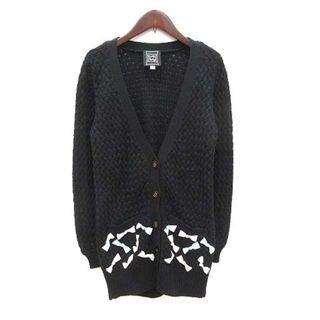 シンシアローリー(Cynthia Rowley)のシンシアローリー ニットカーディガン 長袖 Vネック リボン 2 黒 ■MO(カーディガン)