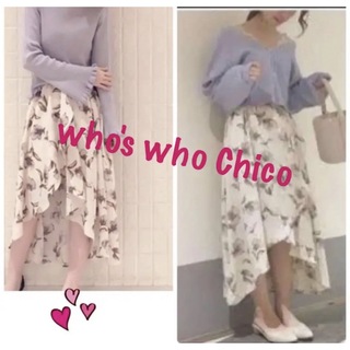 フーズフーチコ(who's who Chico)のwho's who Chico 花柄イレギュラーヘムスカート(ロングスカート)