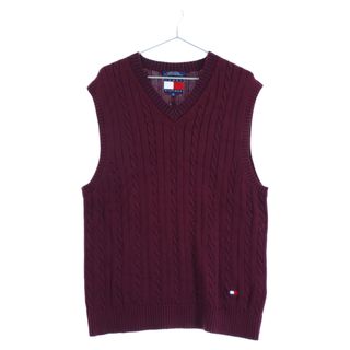 トミーヒルフィガー(TOMMY HILFIGER)のTOMMY HILFIGER トミーヒルフィガー ニットセーター Vネック ニットベスト レッド(ベスト)