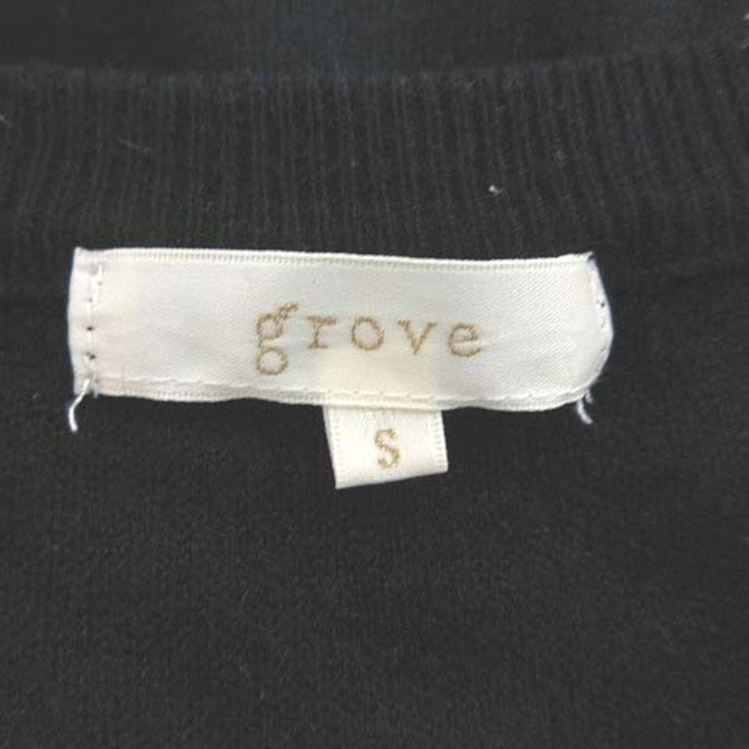 grove(グローブ)のグローブ ニットワンピース ひざ丈 長袖 ドロップショルダー S 黒 レディースのワンピース(ひざ丈ワンピース)の商品写真