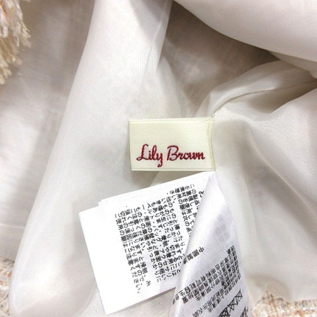 Lily Brown(リリーブラウン)のリリーブラウン 台形スカート ミニ フリンジ ラメ ツイード チェック ベージュ レディースのスカート(ミニスカート)の商品写真