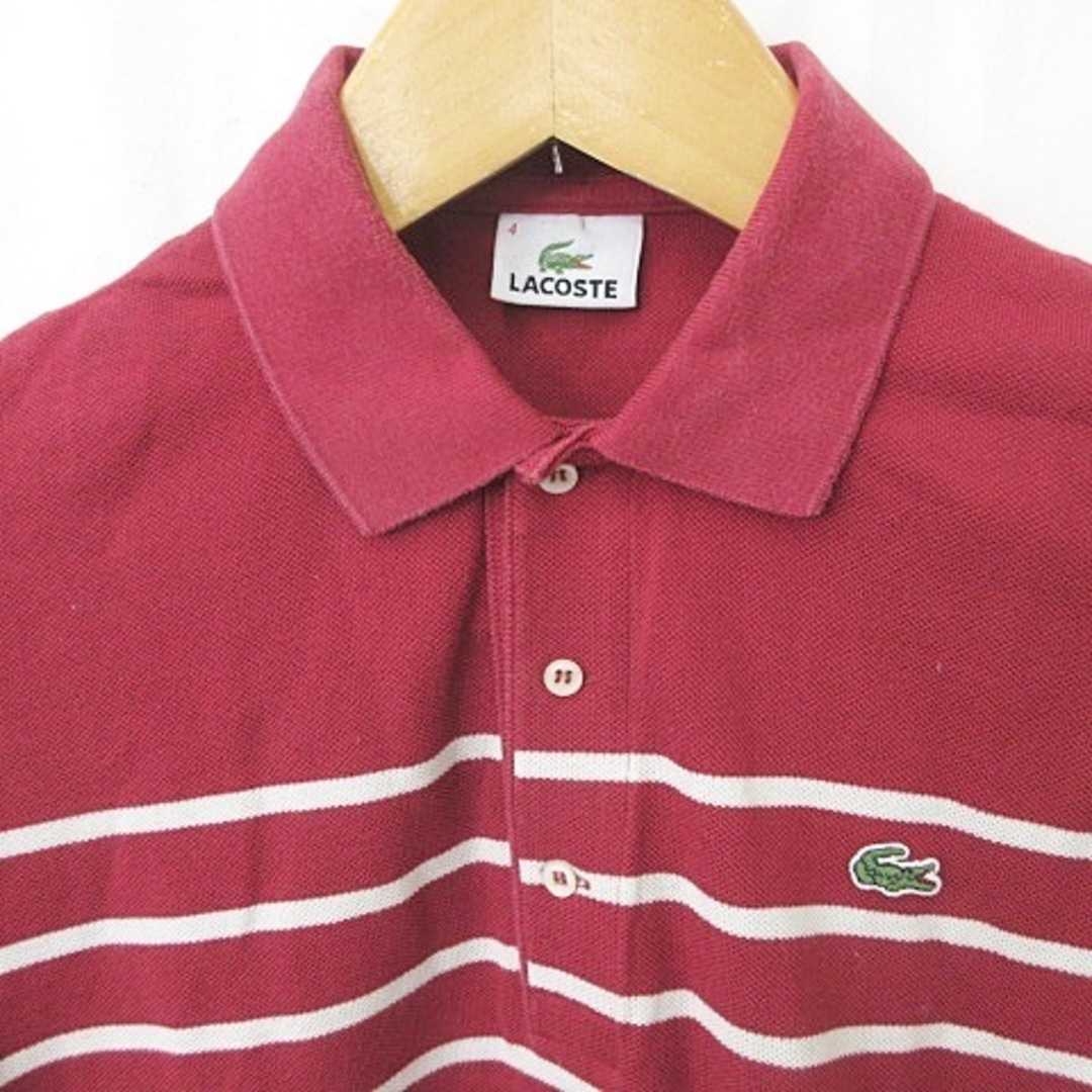 LACOSTE(ラコステ)のラコステ LACOSTE ゴルフ ポロシャツ 半袖 ボーダー リブ 赤 白 4 スポーツ/アウトドアのゴルフ(ウエア)の商品写真