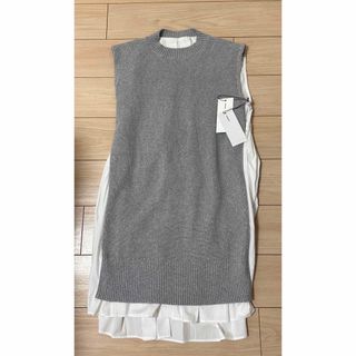 タグ付き!新品未使用!【sacai】コットン ニット ベルト付き ワンピース