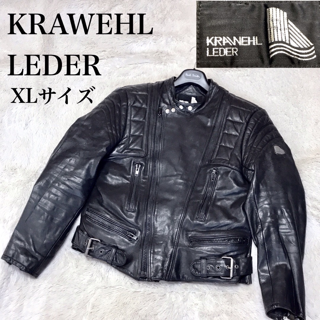 XL KRAWEHL LEDER キルティング ライダースジャケット シングル