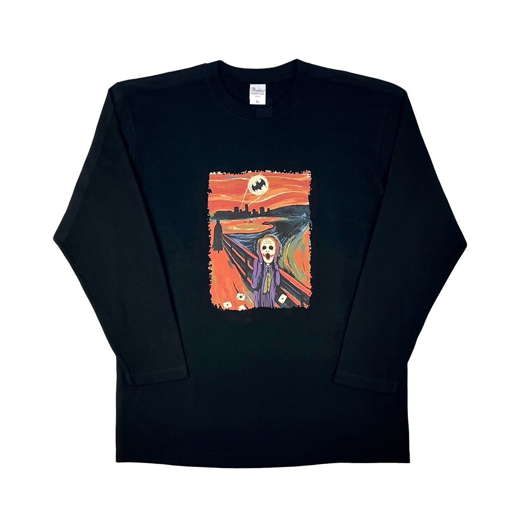 新品 ムンク 叫び バットマン ダークナイト ジョーカー 名画 パロディ ロンT メンズのトップス(Tシャツ/カットソー(七分/長袖))の商品写真