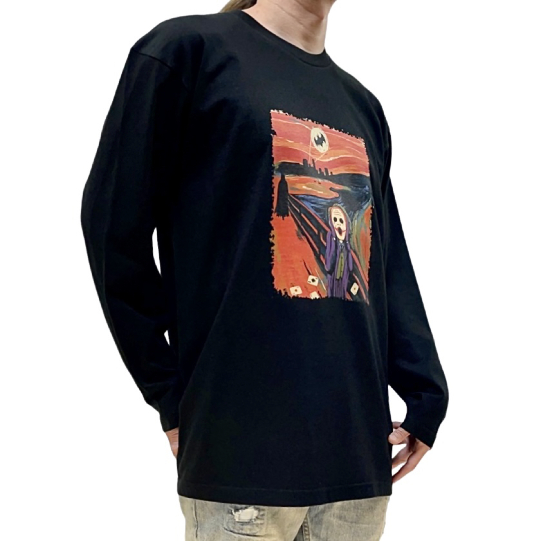 新品 ムンク 叫び バットマン ダークナイト ジョーカー 名画 パロディ ロンT メンズのトップス(Tシャツ/カットソー(七分/長袖))の商品写真