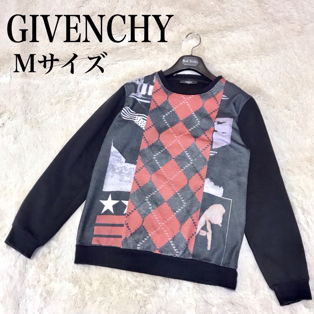 GIVENCHY(ジバンシィ)のGIVENCHY 星 アーガイル柄 長袖 裏起毛 スウェット トレーナー 黒 メンズのトップス(スウェット)の商品写真