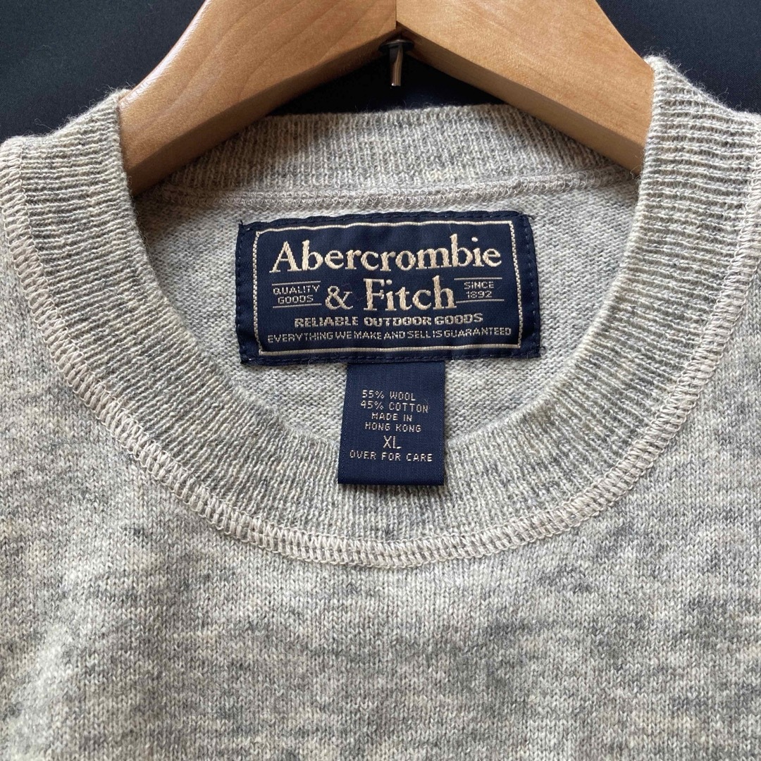 Abercrombie&Fitch(アバクロンビーアンドフィッチ)のA&F アバクロ XLサイズ ウール セーター クルーネック 大きめ ゆったり メンズのトップス(ニット/セーター)の商品写真